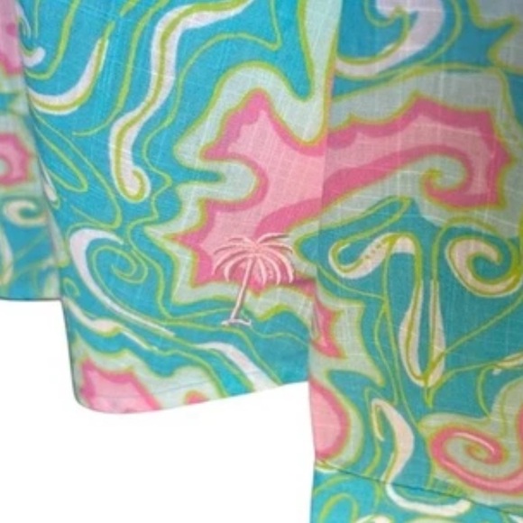 Lilly Pulitzer Resort fit button down 100% Cotton Seahorse Preppy Pink Green M - Picture 8 of 11